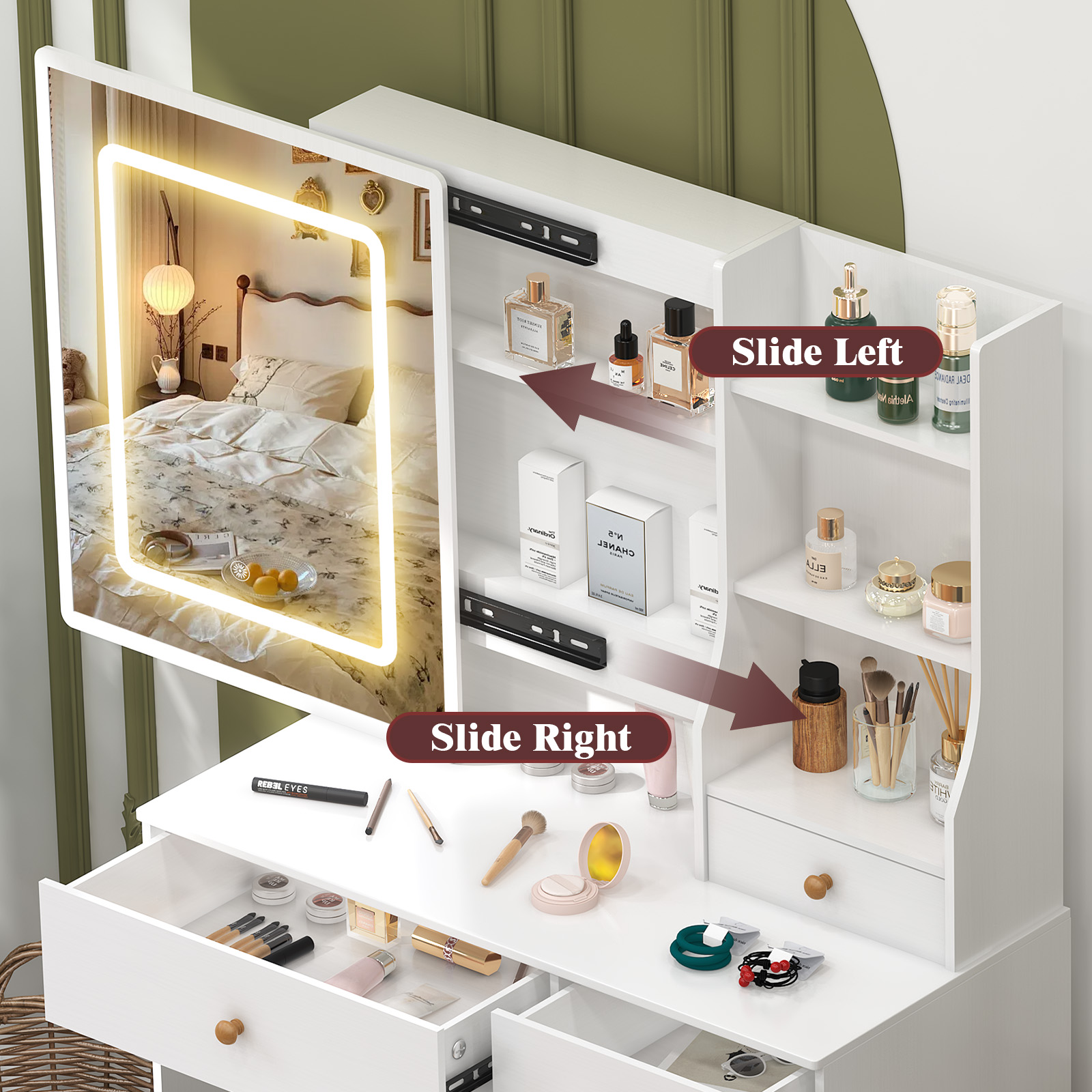 Teousev White Makeup Vanity Dr - Dressing Table Vanity With Lighted Mirror review and price