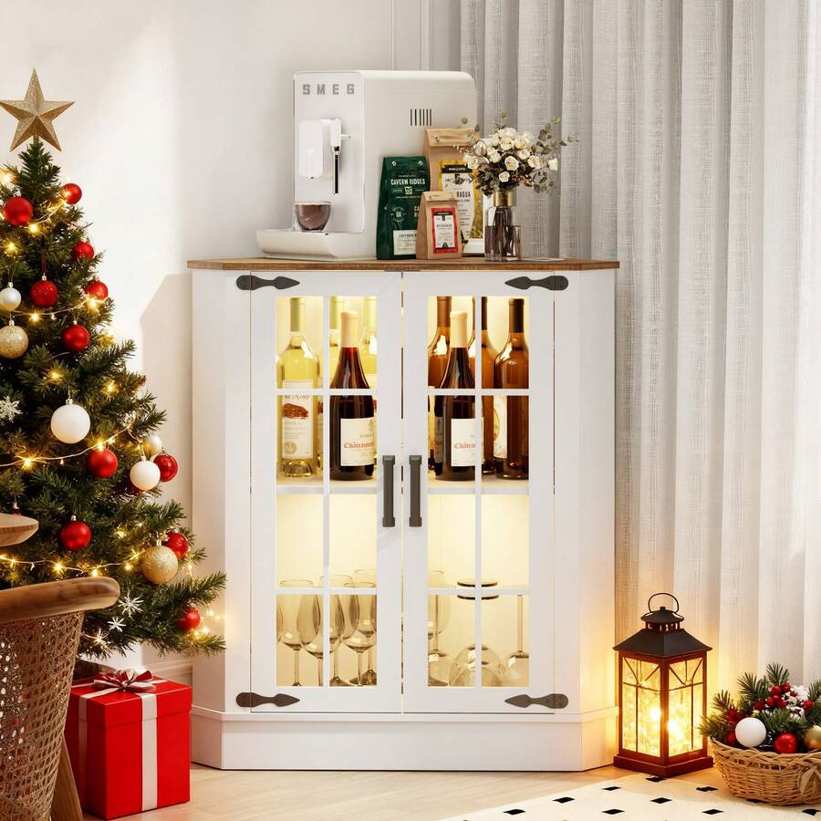 Farmhouse Cabinet With LED Lig - Storage review and price