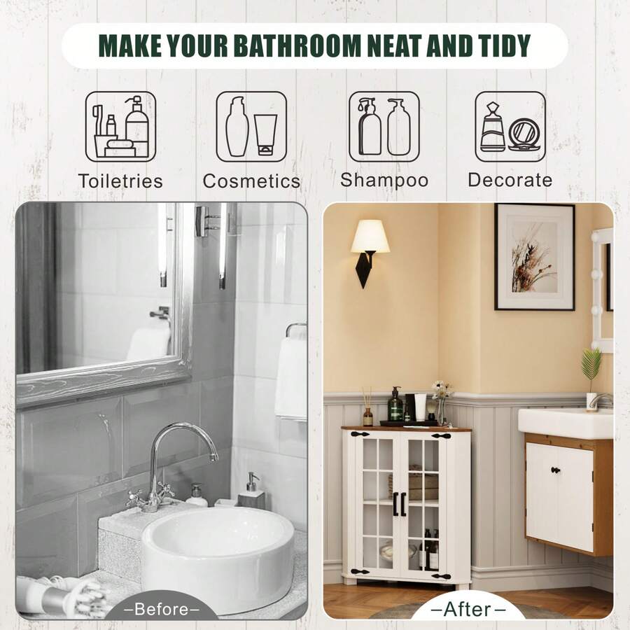Farmhouse Cabinet With LED Lig - Storage review and price