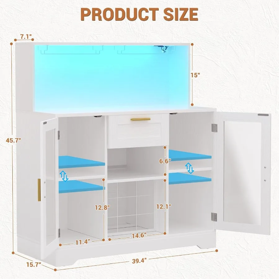 Coffee Bar Cabinet with RGB LE - Storage review and price