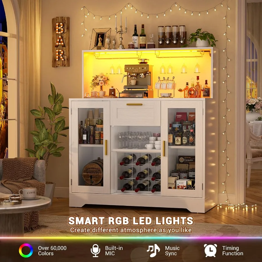 Coffee Bar Cabinet with RGB LE - Storage review and price