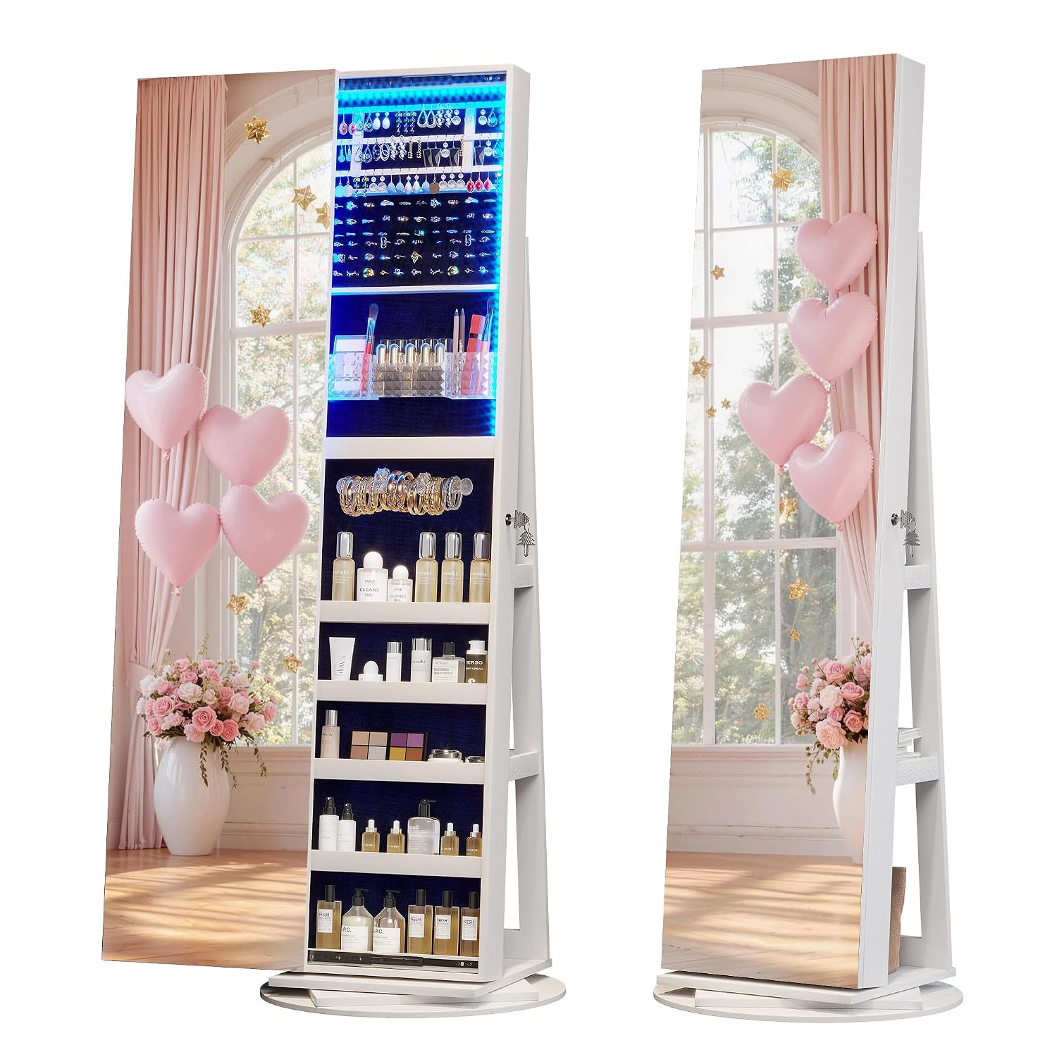 360° Swivel Jewelry Mirror Cab - Full Length Mirror Jewelry Armoire review and price