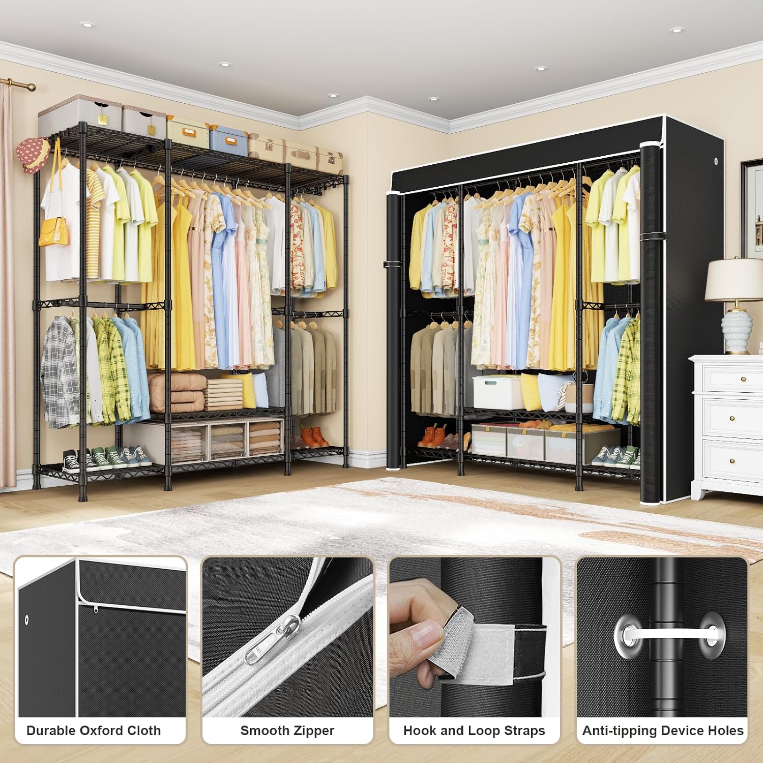 E3C Heavy Duty Portable Closet - Wardrobe Closet Portable Fabric Cover review and price