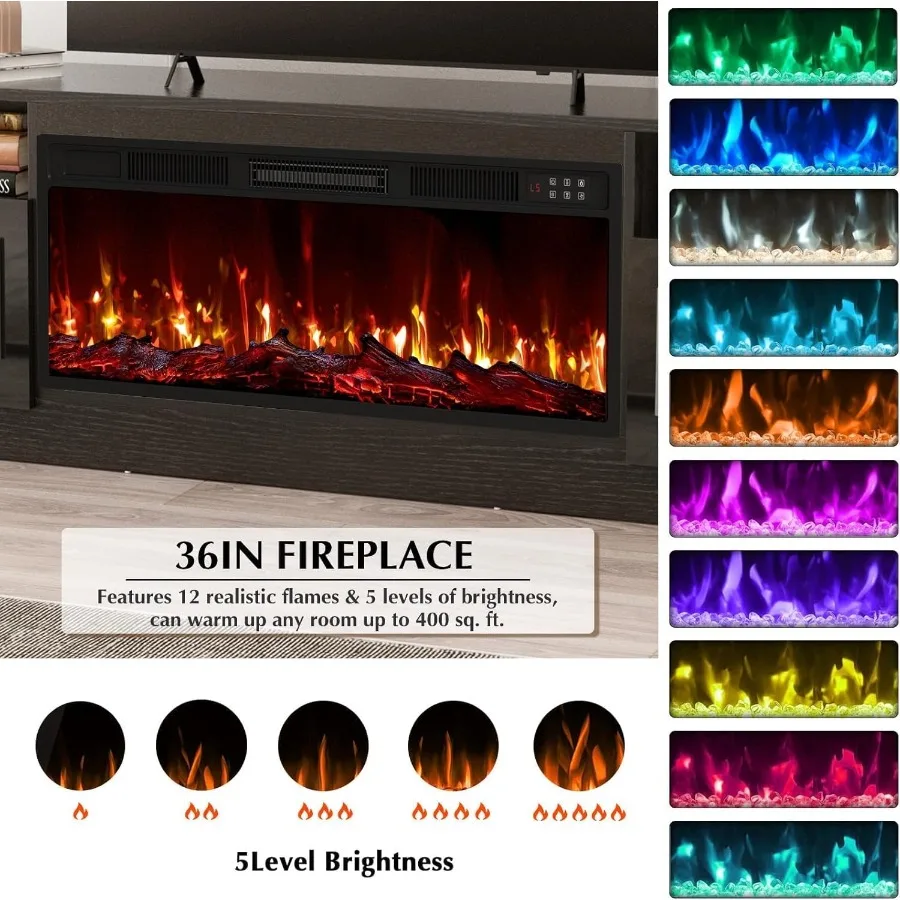 Living room TV stand with fire - Storage review and price